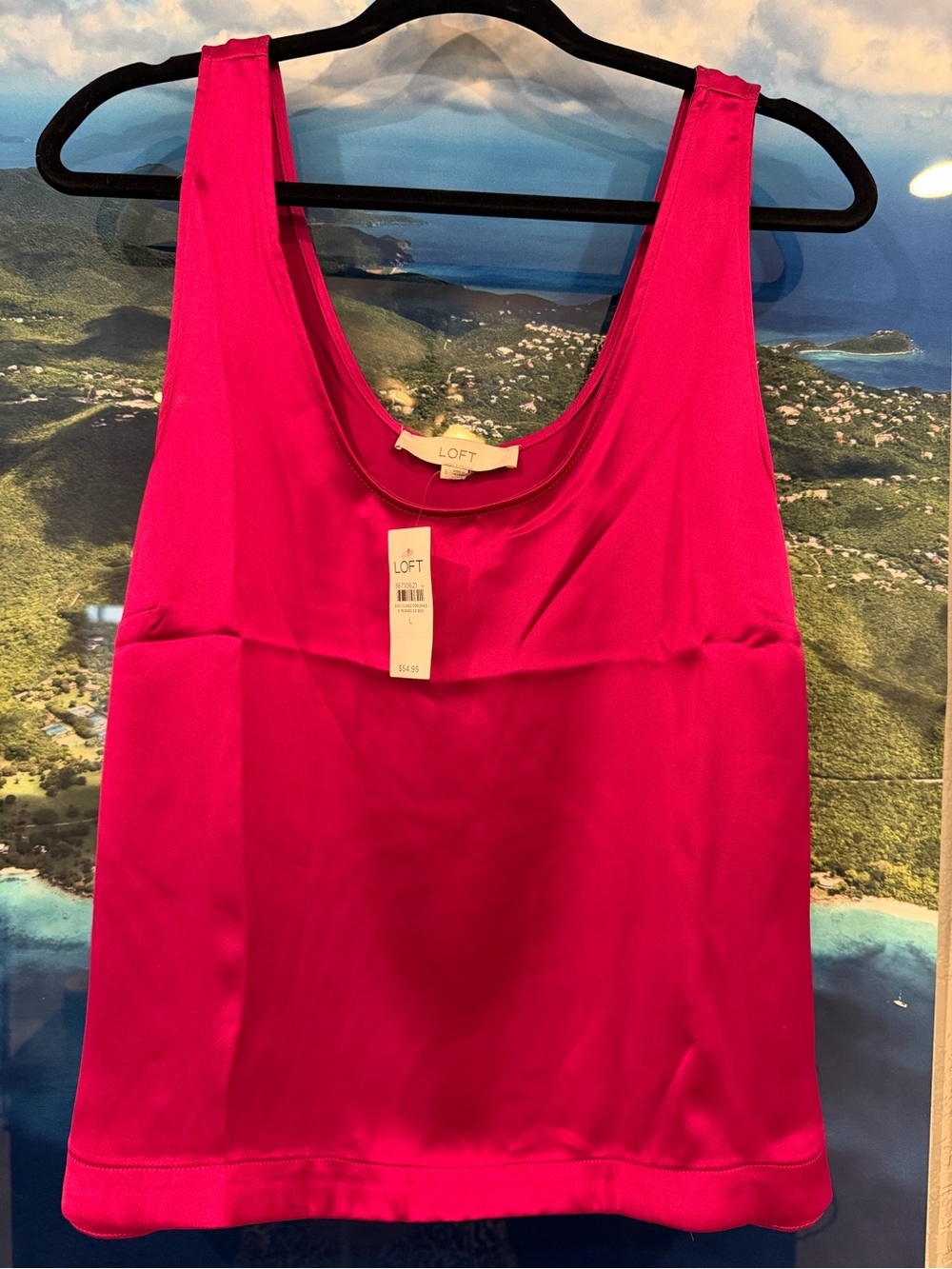 LOFT Bright Pink Satin-Look Scoop Neck Camisole